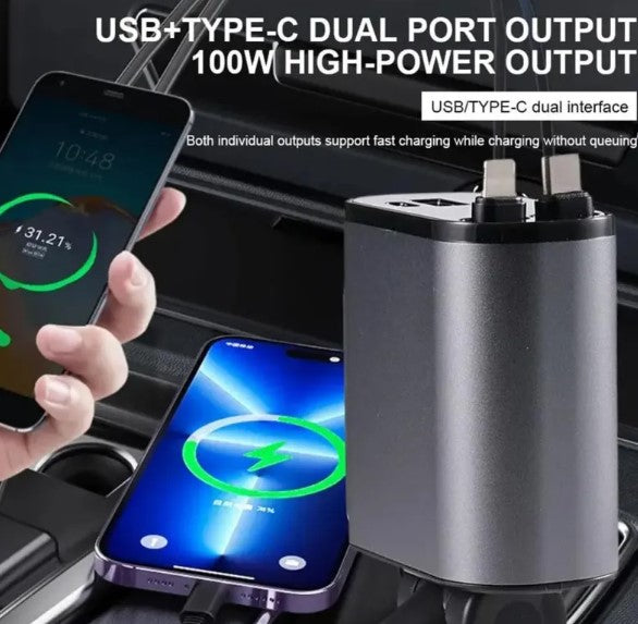 4 IN 1 Retractable Car Charger for Mobile Phone